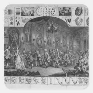 Analys av skönhet, pläterar II, 1753 Fyrkantigt Klistermärke