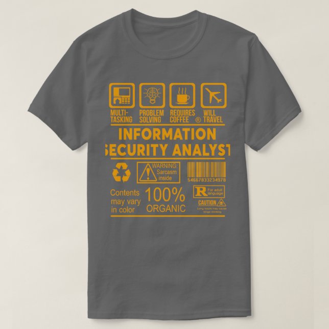 ANALYST AV INFORMATIONSSÄKERHETSANALYSEN NICE DESI T SHIRT (Design framsida)