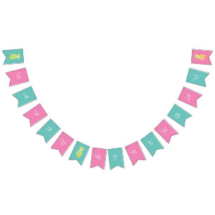 Ananafrukter Rosa Grattis på födelsedagen Bunting  Vimplar