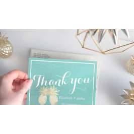 Ananäpple för ananas bröllop Tack, par Teal Ro Vykort