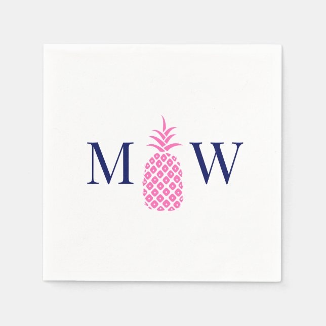 Ananas #11 Par 2 Initialer Monogram Gör-det-själv  Pappersservett (Framsidan)