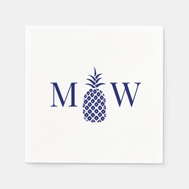 Ananas #11 Par 2 Initialer Monogram Gör-det-själv  Pappersservett (Framsidan)