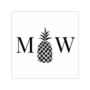 Ananas #11 Par Bröllop 2 Initialer Monogram Självfärgande Stämpel