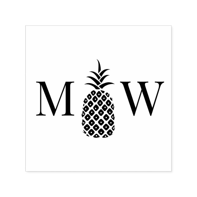 Ananas #11 Par Bröllop 2 Initialer Monogram Självfärgande Stämpel (Design)