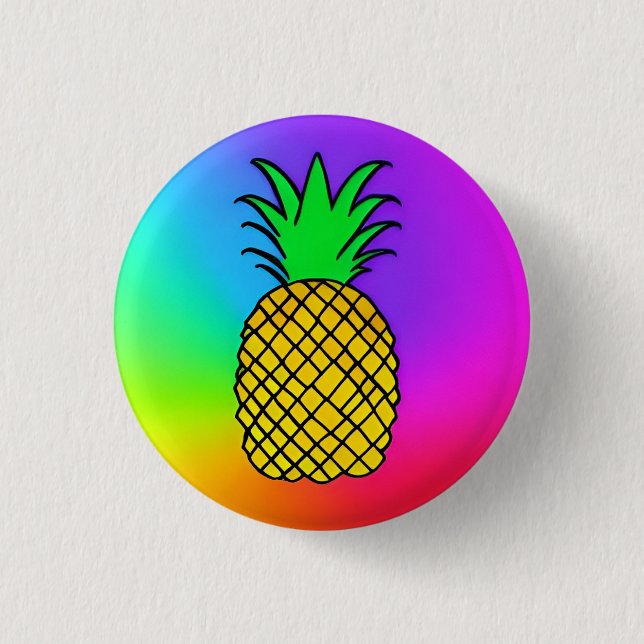 Ananas 3 cm rund bricka knapp (Framsida)