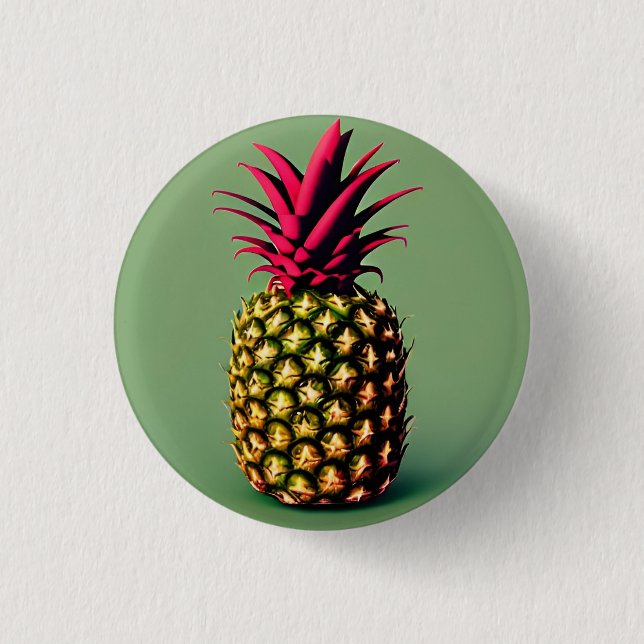 Ananas 3 cm rund bricka knapp (Framsida)