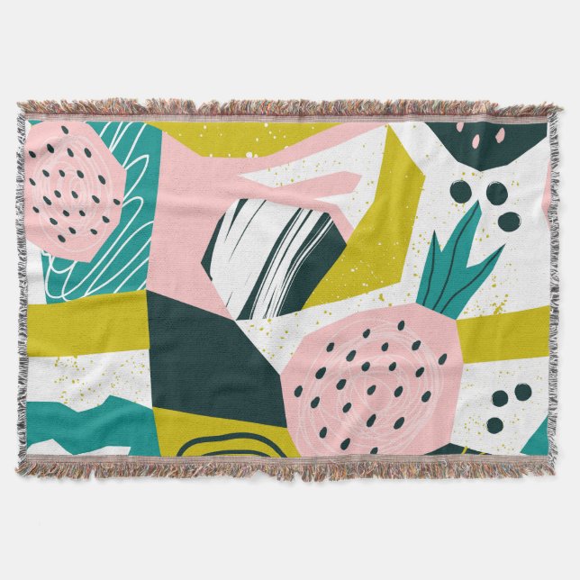 Ananas Abstrakt: Färgfläckfritt, sömlöst lappverk Filt (Framsidan)