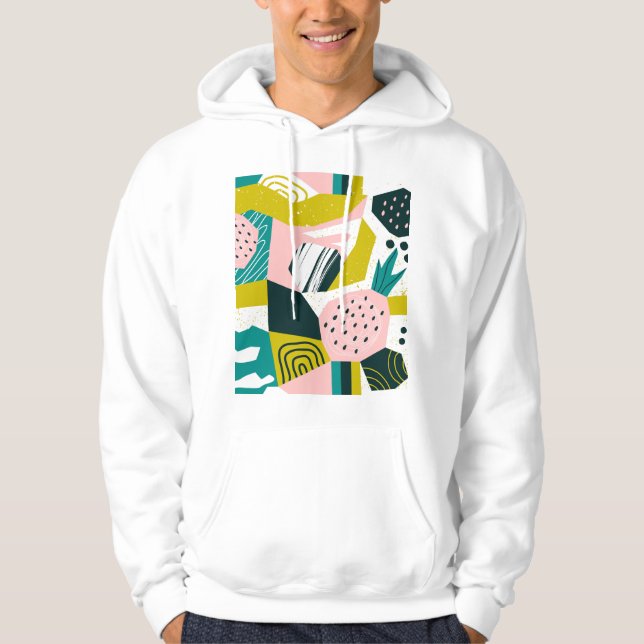 Ananas Abstrakt: Färgfläckfritt, sömlöst lappverk Hoodie (Framsida)