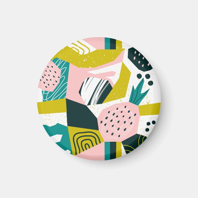 Ananas Abstrakt: Färgfläckfritt, sömlöst lappverk Magnet (Framsidan)