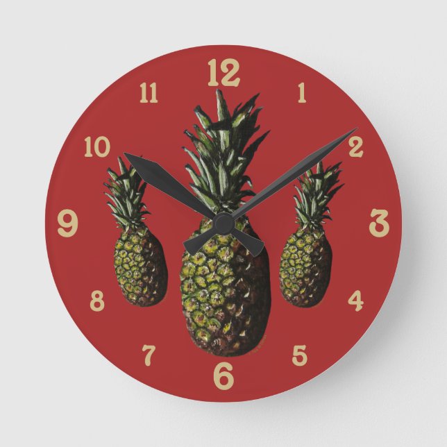 Ananas Akrylväggslås Rund Klocka (Framsida)