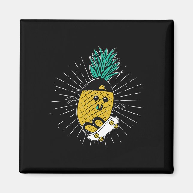 Ananas Aloha-stränder Hawaii Skateboard - Ska Magnet (Framsidan)
