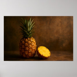 Ananas & Ananasskiva Rustik Grunge Foto Poster
