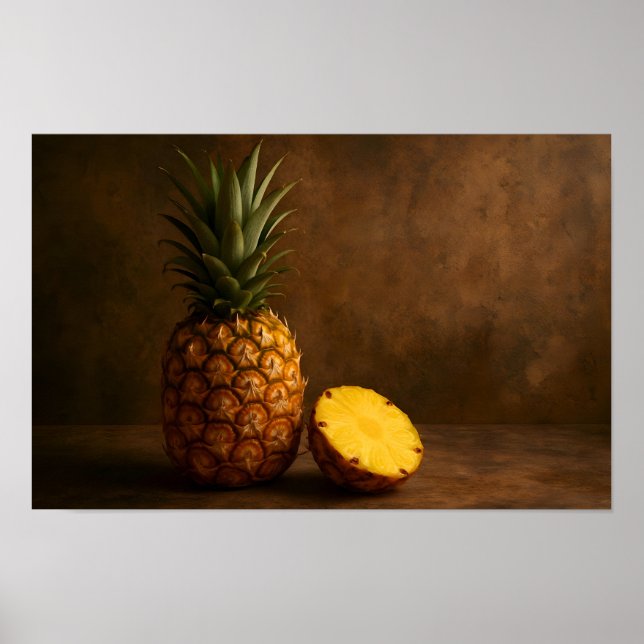 Ananas & Ananasskiva Rustik Grunge Foto Poster (Framsidan)