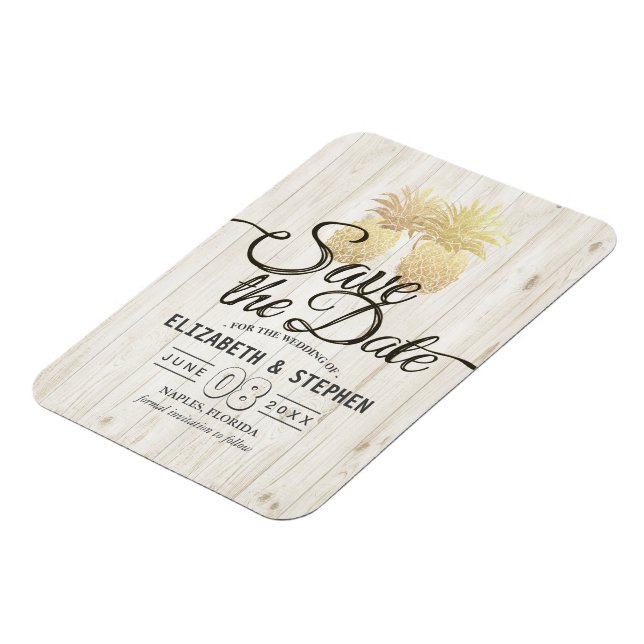 Ananas av bröllop spara datum Guld Magnet (Vänstra Sidan)