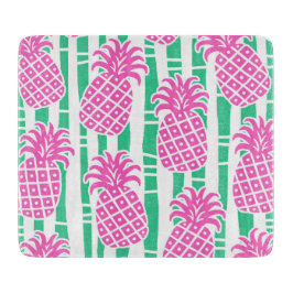 Ananas Bamboo Rand Rosa och Grönt Mönster