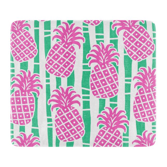 Ananas Bamboo Rand Rosa och Grönt Mönster (Framsidan)