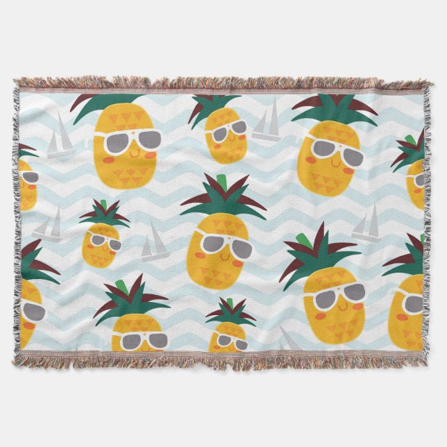 Ananas, båt: sött hav mönster. filt (Framsidan)