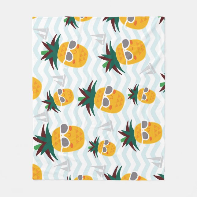 Ananas, båt: sött hav mönster. fleecefilt (Framsidan)