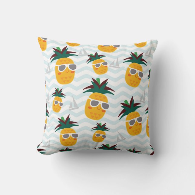 Ananas, båt: sött hav mönster. kudde (Framsida)