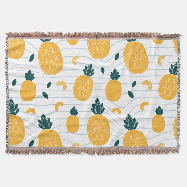 Ananas Beauty: Hand plockade Mönster Filt (Framsidan)