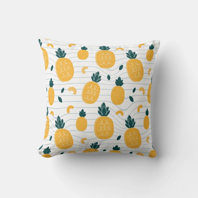 Ananas Beauty: Hand plockade Mönster Kudde (Framsida)