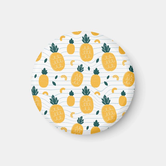 Ananas Beauty: Hand plockade Mönster Magnet (Framsidan)