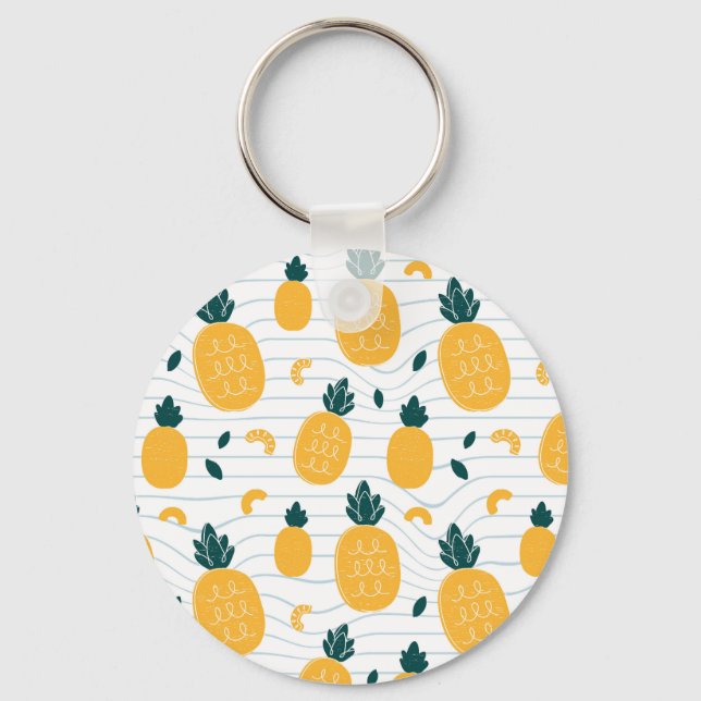 Ananas Beauty: Hand plockade Mönster Nyckelring (Framsida)