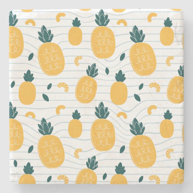 Ananas Beauty: Hand plockade Mönster Stenunderlägg (Framsidan)