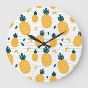 Ananas Beauty: Hand plockade Mönster Stor Klocka