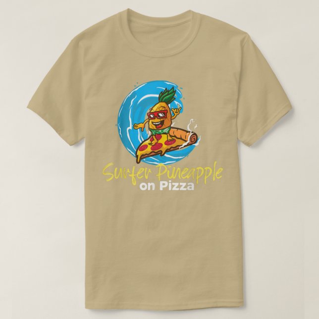 Ananas Belong på Pizza Surfer Pineapple Boy på Piz T Shirt (Design framsida)