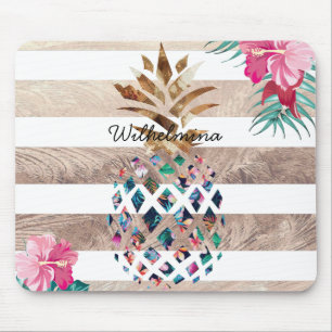 Ananas blommigt guld-stripe musmatta