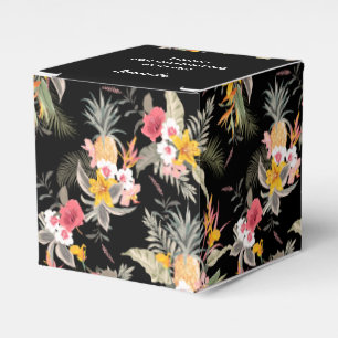 Ananas Blommor på Svart Fyrkant Presentaskar