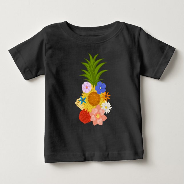 Ananas Blommor T Shirt (Framsida)