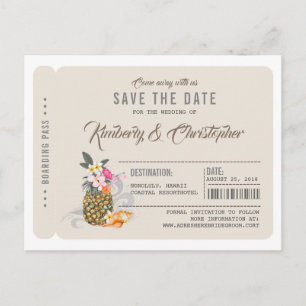 Ananas Boarding Pass Biljett Spara Datum Meddelande Vykort