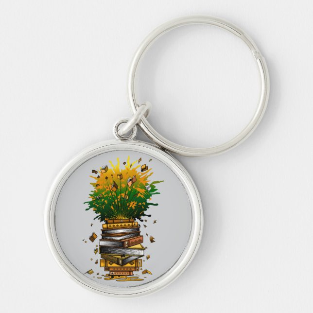 Ananas Bokar Rund Silverfärgad Nyckelring (Framsidan)