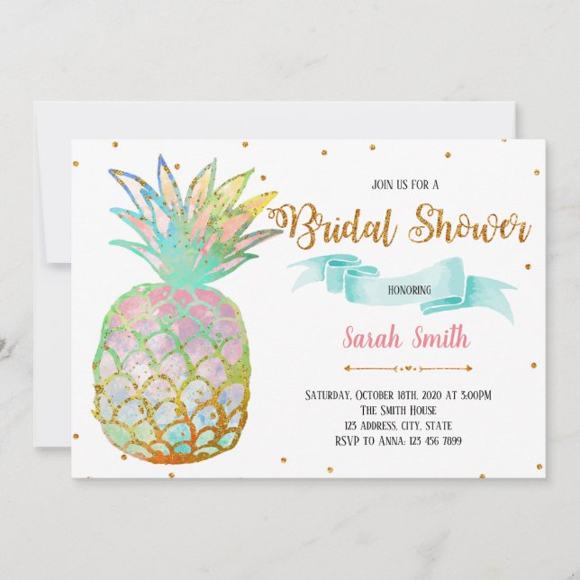 Ananas bröllopsdusch festinbjudan inbjudningar (Framsida)