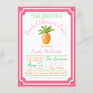 Ananas Bröllopsdusch Inbjudan Rosa Bris