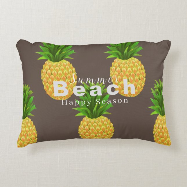 Ananas brunt dekorfärg prydnadskudde (Framsidan)
