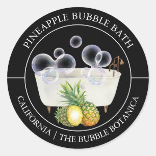 Ananas Bubble Bath-etikett Runt Klistermärke