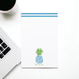 Ananas Chinoiserie Blå Vit Preppy Namn
