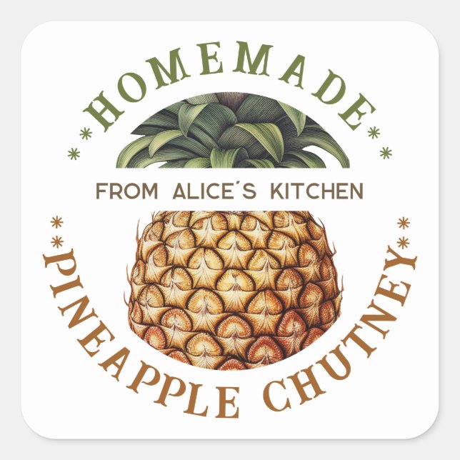 Ananas chutney burk etikett hemmagjorda konserver (Framsida)