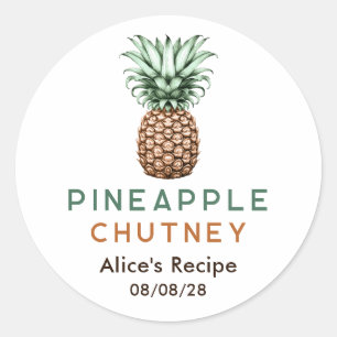 Ananas chutney hemmagjord konserverad runt klistermärke