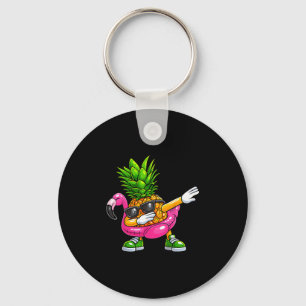 Ananas Dabbing Flamingo Aloha Hawaii Tropisk V Nyckelring