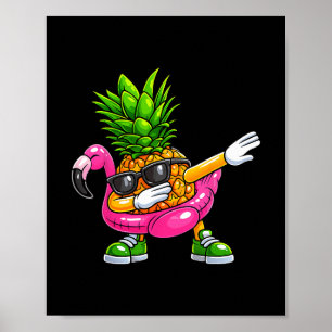 Ananas Dabbing Flamingo Aloha Hawaii Tropisk V Poster