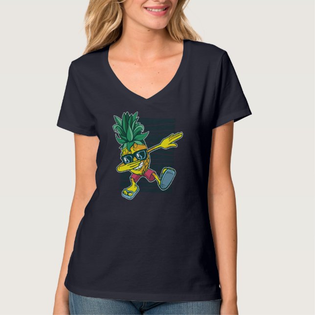 Ananas Dabbing Pineapple Fruit Sunglasses Hawai T Shirt (Framsida)