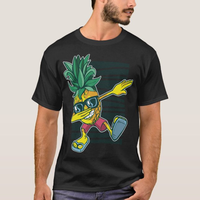 Ananas Dabbing Pineapple Fruit Sunglasses Hawai T Shirt (Framsida)