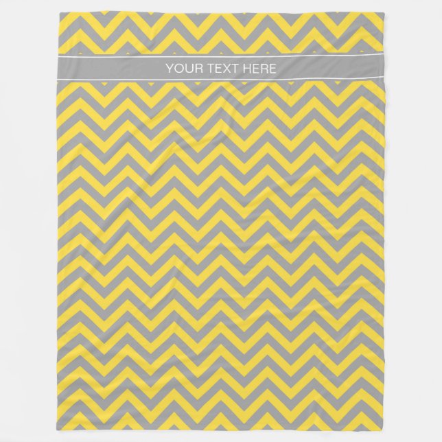 Ananas Dk Grått LG Chevron Dk Grått Namn Monogram Fleecefilt (Framsidan)