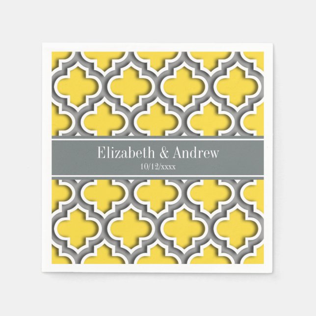 Ananas Dk Grått Moroccan #5DS Char Namn Monogram Pappersservett (Framsidan)