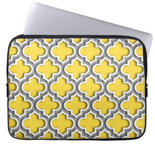Ananas Dk Grått White Moroccan Quatrefoil #5DS Laptop Sleeve