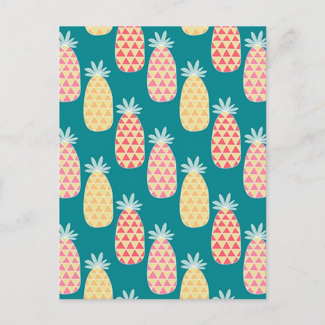 Ananas Doodle Mönster 2 Vykort (Framsida)